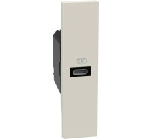 Розетка зарядное устройство USB тип - C 20 Вт/3000мА 1 модуль. Цвет Песочный. Bticino серия Living Now. K4192C+KM11C