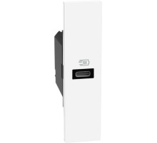 Розетка зарядное устройство USB тип - C 20 Вт/3000мА 1 модуль. Цвет Белый. Bticino серия Living Now. K4192C+KW11C
