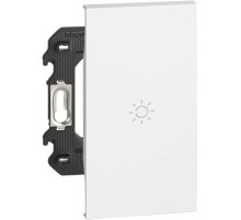 Выключатель одноклавишный с символом "лампа" 10А автоматические клеммы 2 модуля. Цвет Белый. Bticino серия Living Now. K4702+K4001M2A+KW01M2A